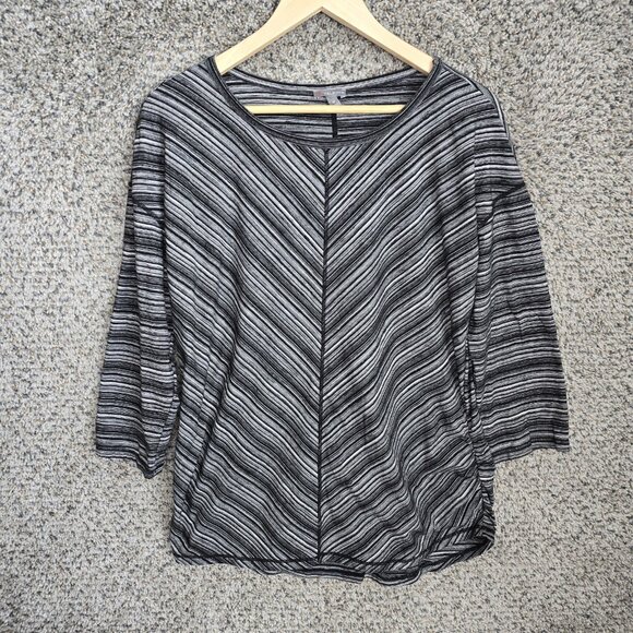 T by Talbots Top Womens Medium Black Striped Scoop Neck‎ Tunic Casual Ladies - Picture 1 of 7